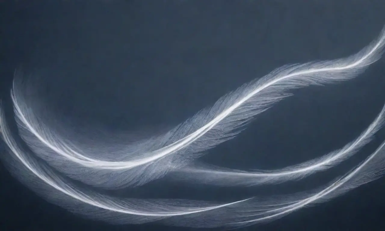 Composición etérea con líneas de viento, suaves tonos, texturas delicadas y formas armónicas que evocan libertad y movimiento