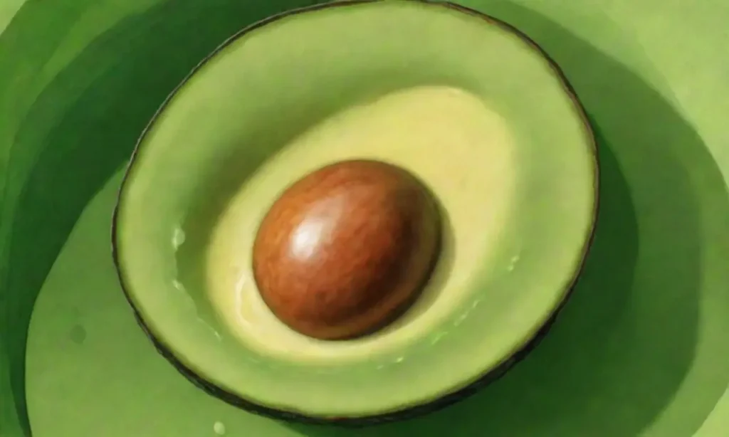 Aguacate verde vibrante con textura rica y detalles armoniosos