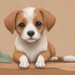 Un dibujo sereno de un perro rodeado de hierbas