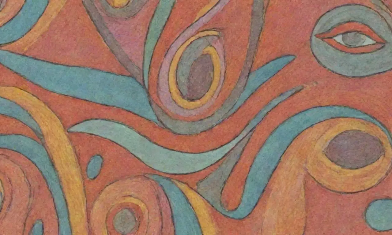 Elementos artísticos como líneas, sombras y colores crean una composición dinámica y emocional