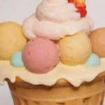 Colores suaves y cálidos con un helado que invita a disfrutar del verano
