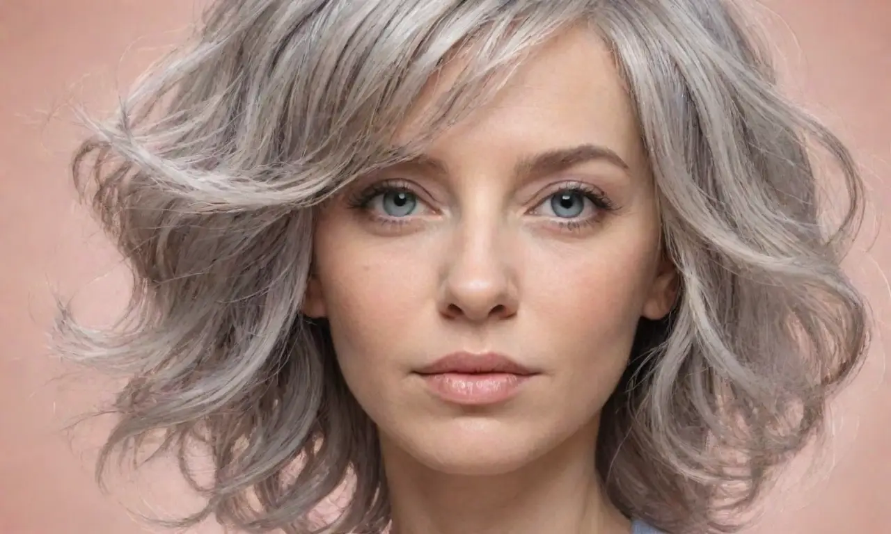 Retrato detallado con nubes de cabello gris, matices suaves y textura delicada
