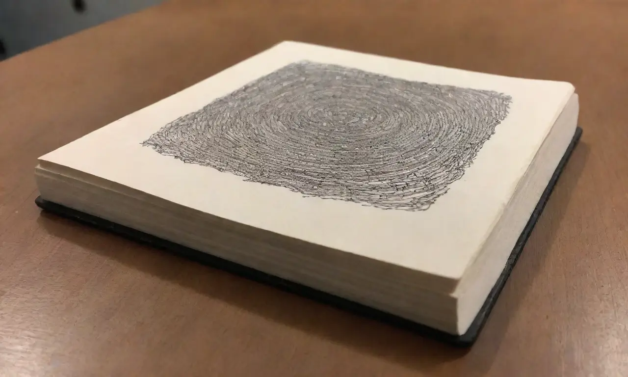 Un libro abierto reposa en una mesa de madera, rodeado de lápiz, tinta y un ambiente acogedor que invita a la observación