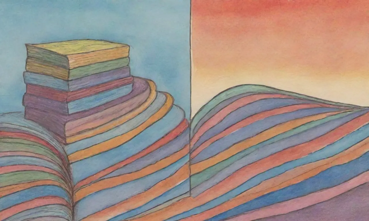 Un lienzo dividido con texturas contrastantes, líneas audaces, sombras, y colores vibrantes que ilustran verbos