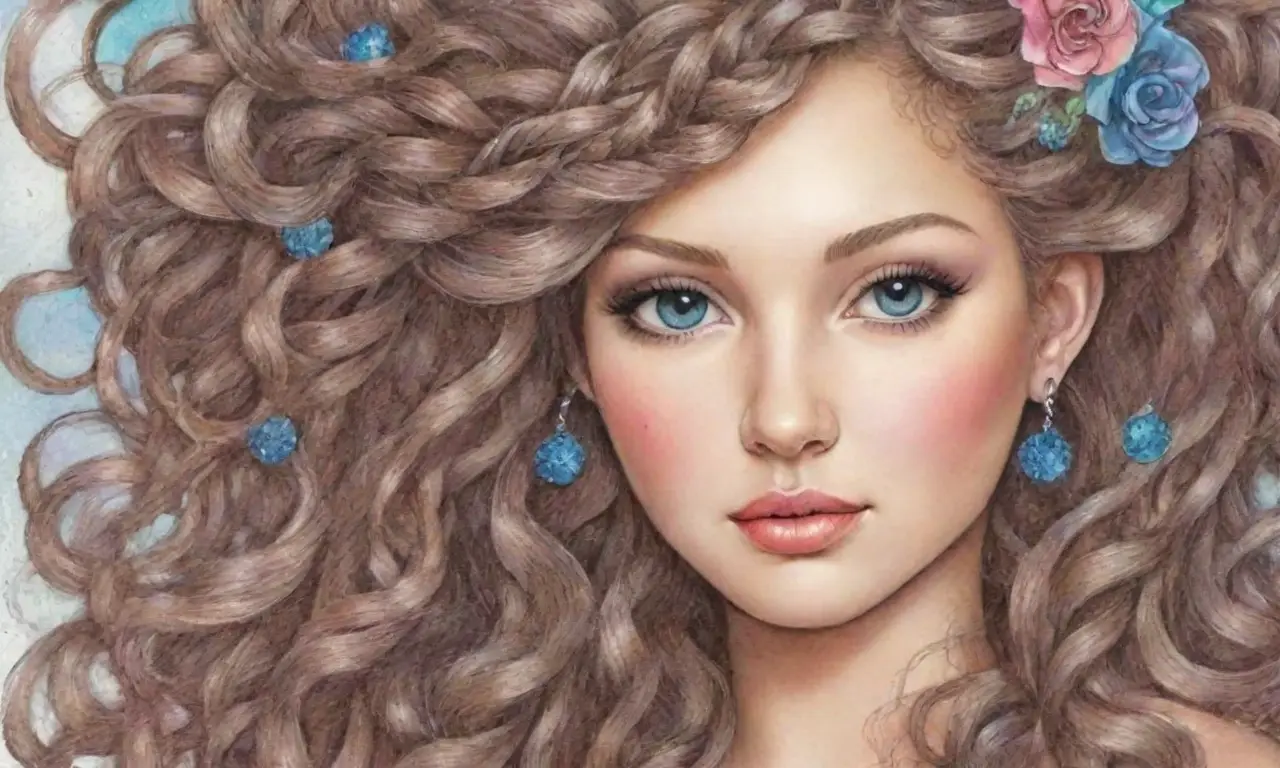 Trenzas intrincadas con sombras suaves, colores vibrantes y detalles que destacan la complejidad y el movimiento