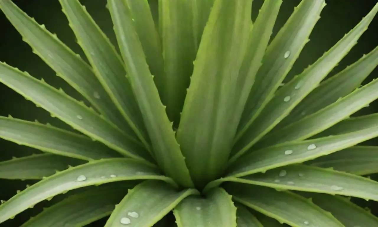 Una composición serena de hojas de aloe vera verde con texturas contrastantes y delicados detalles