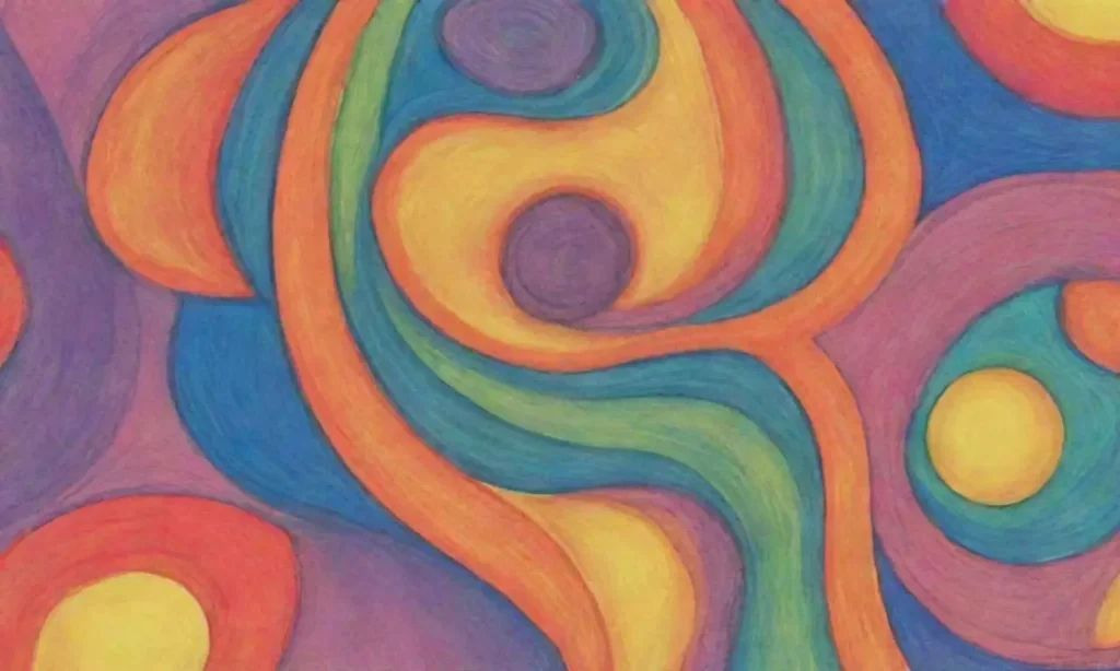 Colores vibrantes y formas orgánicas crean una composición dinámica y armoniosa