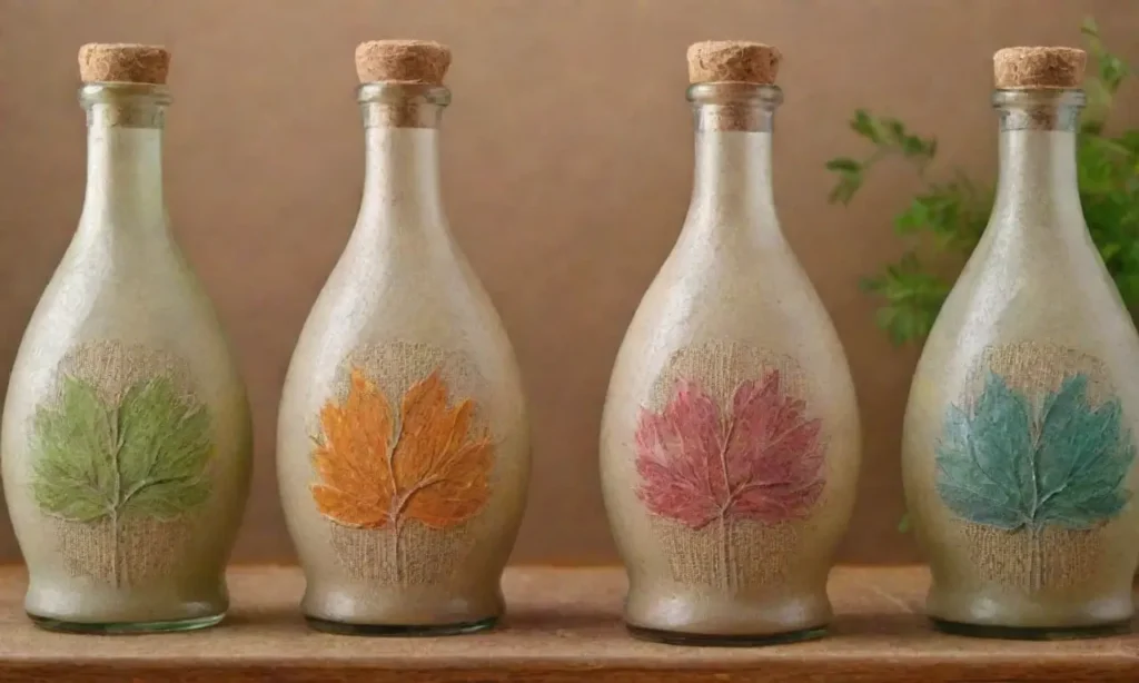 Botellas elegantes con curvas suaves y delicadas etiquetas crean una atmósfera cálida y armoniosa