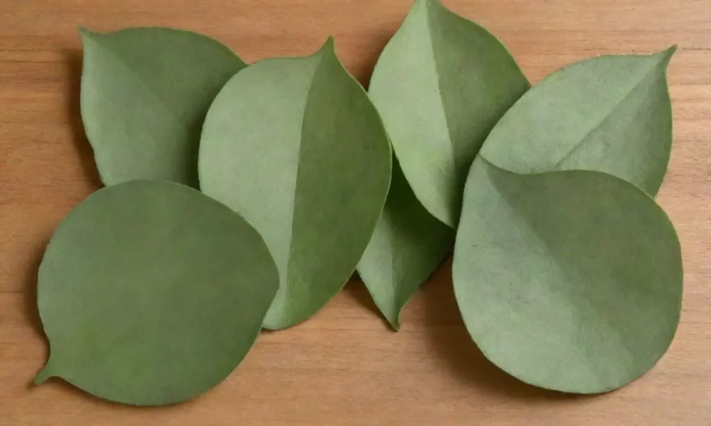 Hojas de tomillo verde suave sobre una mesa de madera con una máscara natural y tonos cálidos que sugieren belleza y tranquilidad