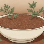 Tonos suaves y terrosos con detalles de linaza en un armonioso escenario de cocina
