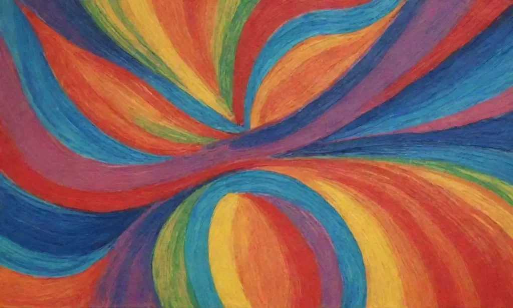 Colores vibrantes y texturas contrastantes crean una obra llena de emoción y misterio