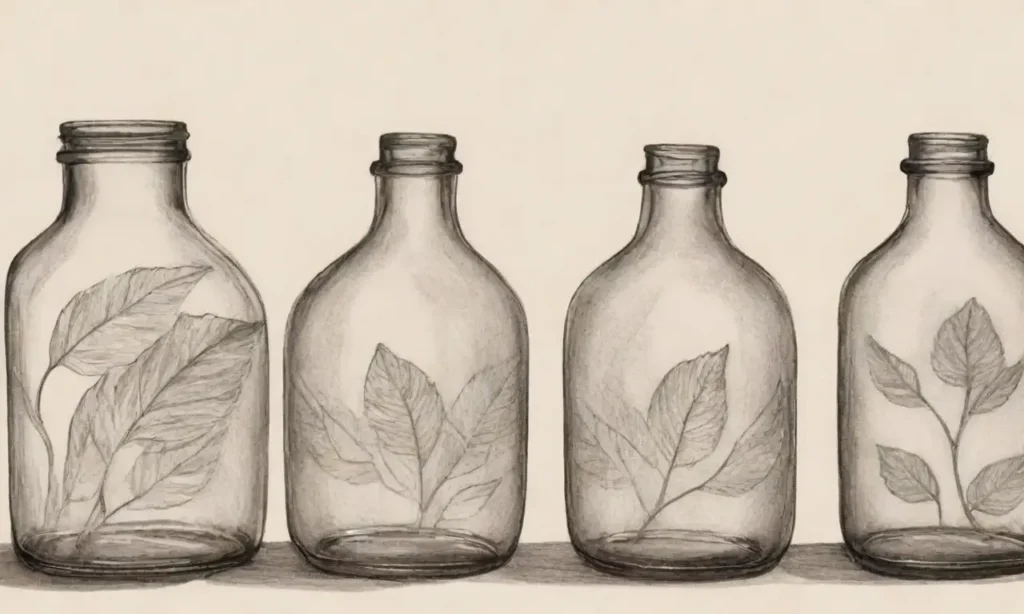Un diseño armónico de botellas de vidrio con líneas delicadas