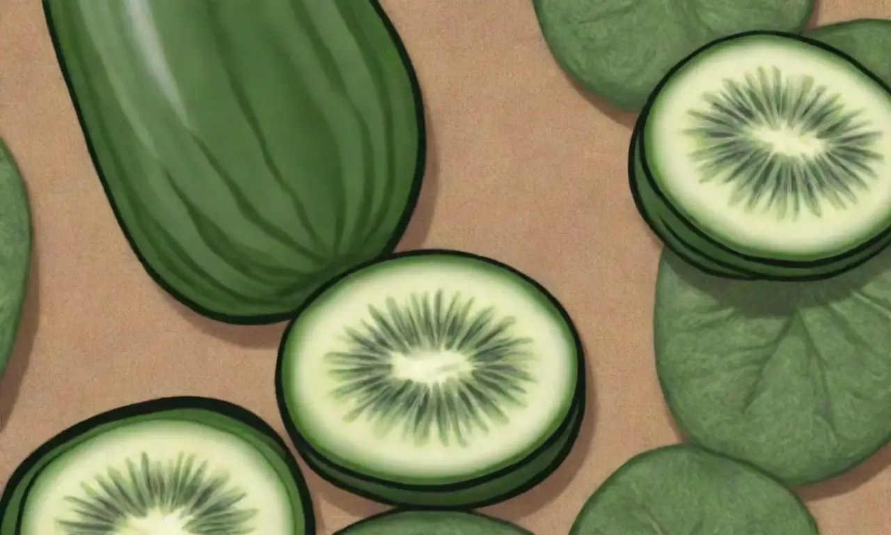 Líquidas y frescas rebanadas de pepino rodeadas de hojas verdes, cabello texturizado y frascos rústicos, crean una atmósfera armoniosa