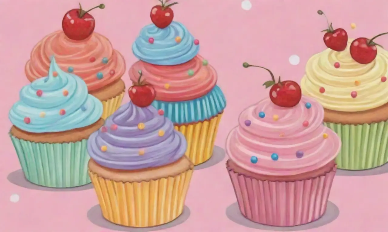Coloridos y divertidos cupcakes decorados con glaseado suave y vibrantes contrastes