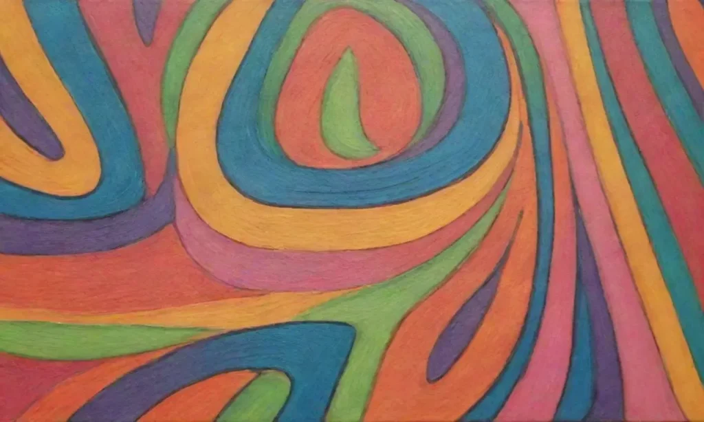 Colores vibrantes y matices suaves crean una composición dinámica que transmite emociones complejas y resiliencia