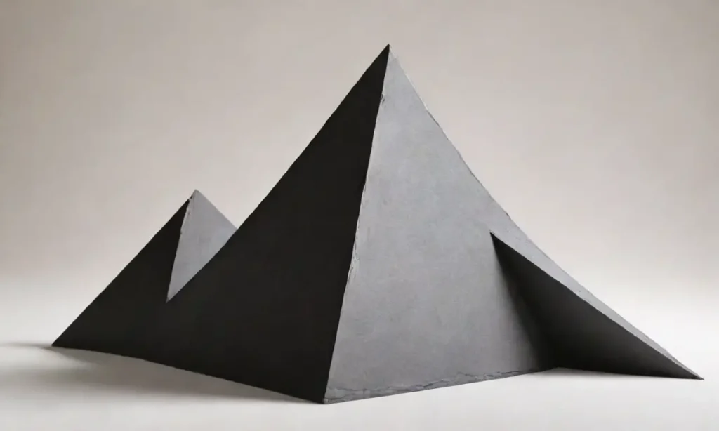 Composición geométrica en triángulos con sombras y texturas detalladas