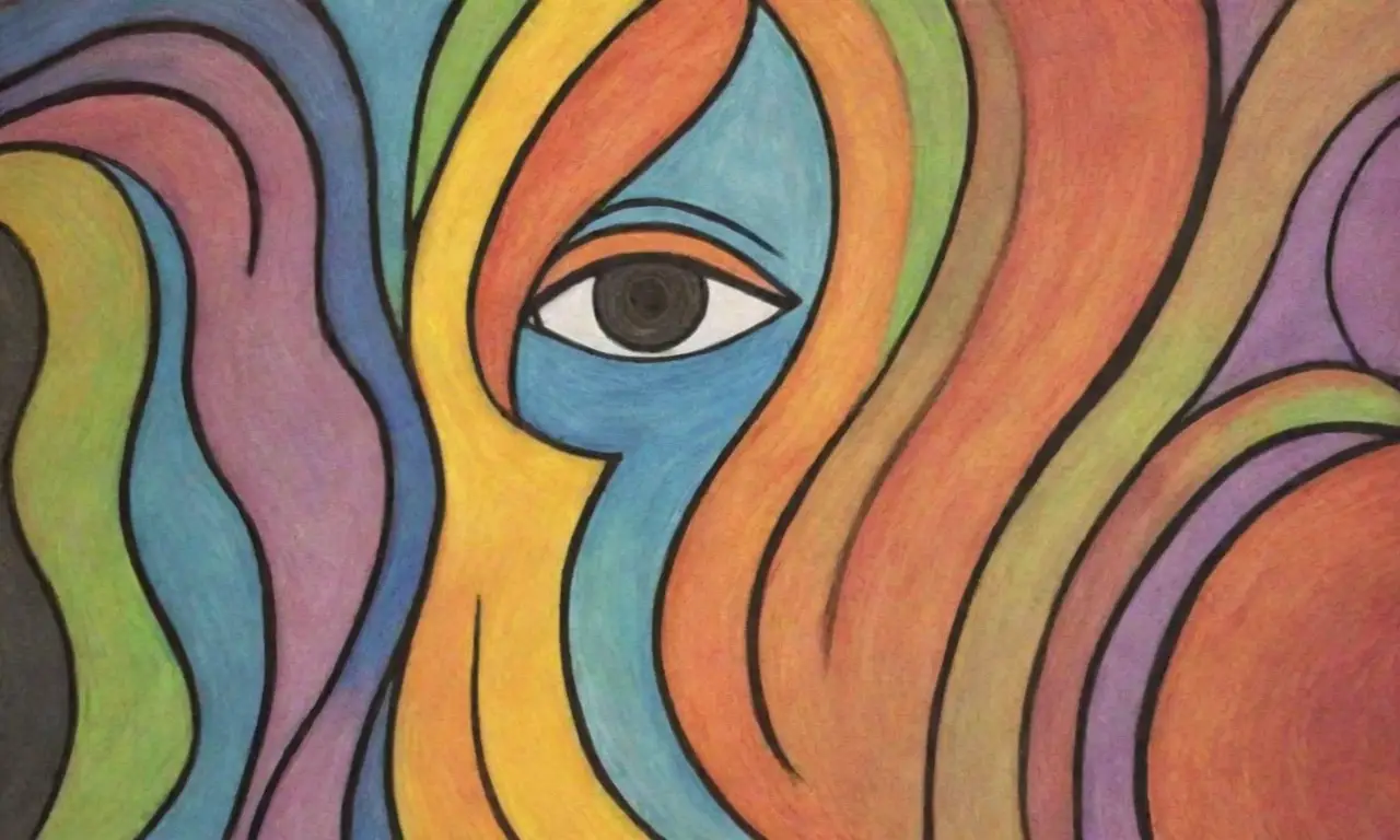 La obra combina formas y colores para expresar emociones y tensiones de manera armónica