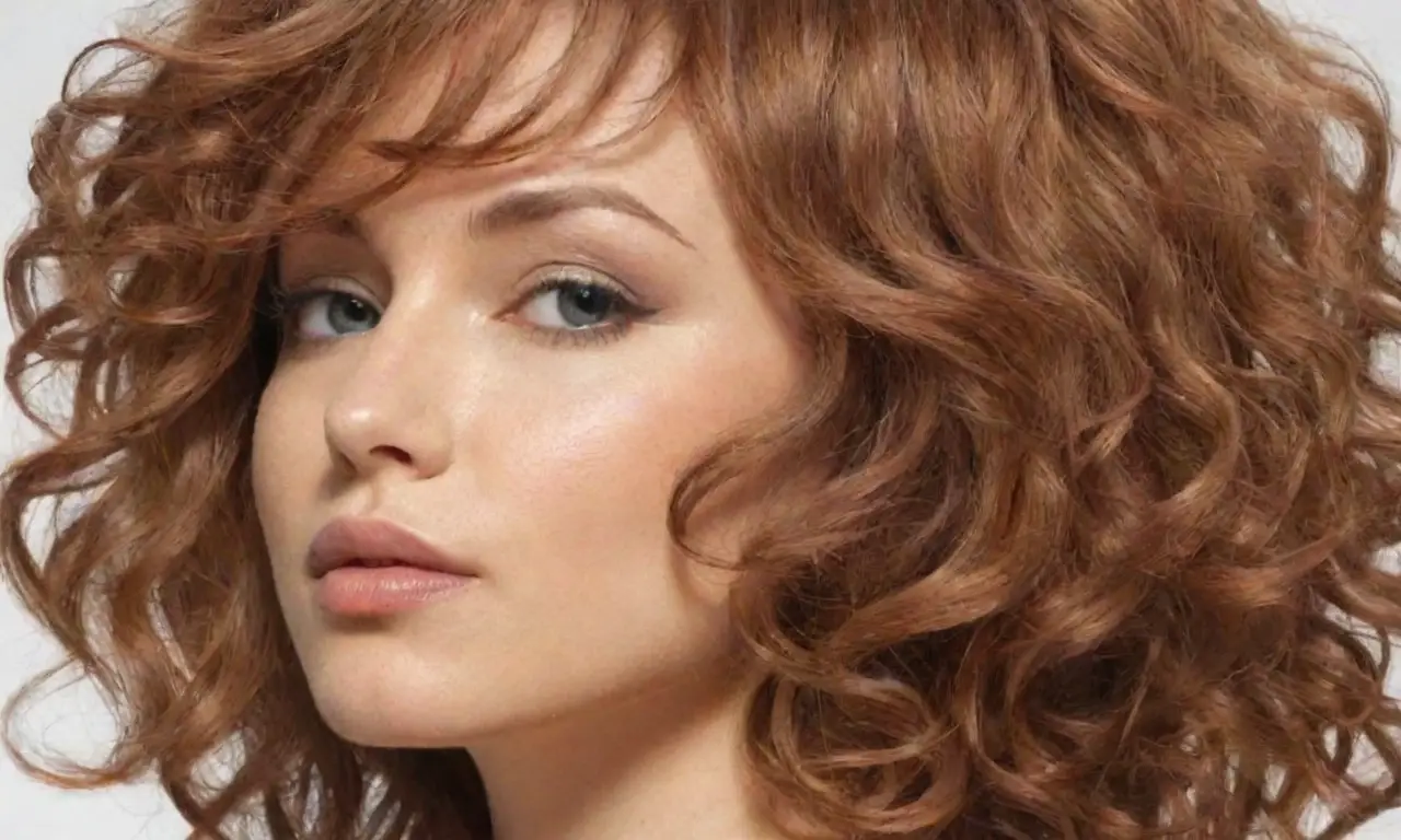 Cabello rizado y delicado con luces y sombras, que fluye de manera dinámica y armoniosa