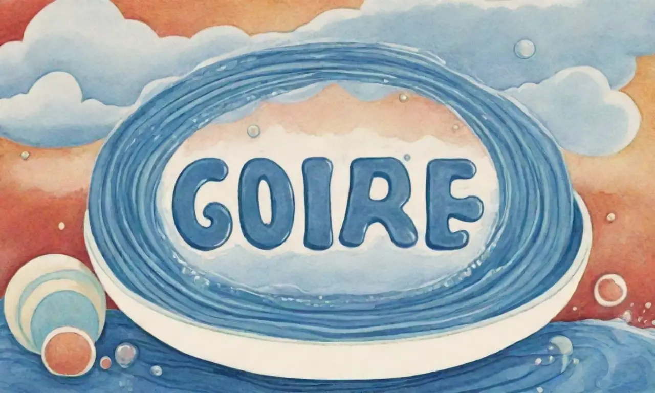 Diseño colorido y dinámico con letras juguetonas, olas y burbujas en un espacio acogedor